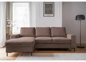 Barna kordbársony kinyitható sarokkanapé (bal oldali) Lofty Lilly – Miuform