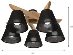 Brilagi - LED  Felületre szerelhető csillár  ANTHONY 5xE14/40W/230V tölgy/fekete