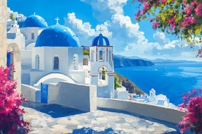 Vászonkép Canvas Tájkép Sziget Tenger Görögország Cikládák Santorini 60x40