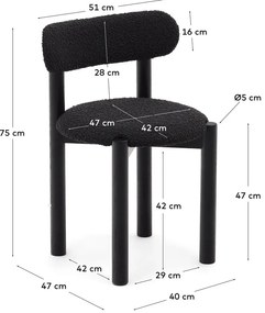 Fekete étkezőszék szett 2 db-os Nebai – Kave Home