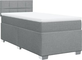 vidaXL világosszürke szövet rugós ágy matraccal 90 x 200 cm