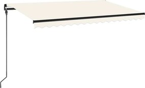 vidaXL krémszínű kézzel kihúzható LED-es napellenző 450 x 300 cm