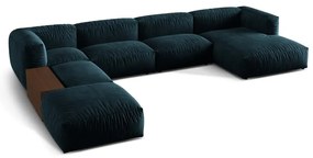 Sötétkék bársony moduláris sarokkanapé (bal oldali-U alakú) Martina – Micadoni