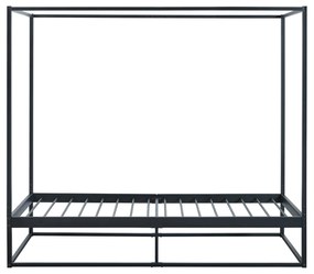 [en.casa] Baldachinos ágy Kristianstad matraccal 90x200 cm fekete