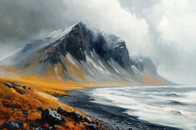 Vászonkép Canvas Hegyek Tenger Tájkép Természet Tájkép Izland 60x40