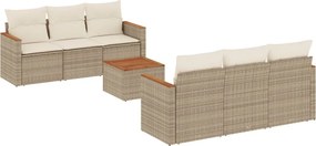 vidaXL 7 részes bézs polyrattan kerti ülőgarnitúra párnákkal