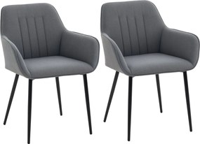 HOMCOM 2 db Étkezőszék Kárpitozott Szék Lélegző Vászon Borítással Nappali Szék Karosszék Konyhai Szék Hátpallal Karfával Sötétszürke 59,5 x 56,5 x 81