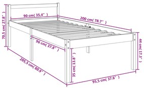 tömör fenyőfa ágy időseknek 90 x 200 cm