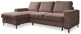 Barna kordbársony kinyitható sarokkanapé (bal oldali) Lofty Lilly – Miuform
