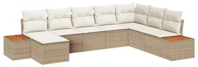 vidaXL Kerti Kanapé Szett párnával 9 pcs Beige és krém Polyrattan