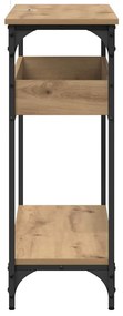 Konzolasztal polcokkal kézműves tölgy 100 x 29 x 75 cm Faanyag
