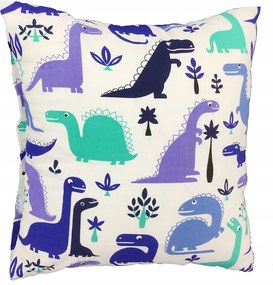 Párnahuzat 70x80 fehér Dinoszauruszok kék zafír türkiz