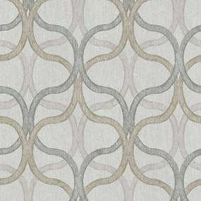 Szürke Geometrikus Tapéta Bézs Barna Vinil Minta