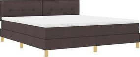 vidaXL LED Box Spring Ágy matracmal Sötét Barna 180 x 200 cm szövet