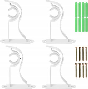 Függönytartó Konzol 6 Darabos Szett, Egysoros, Fém, 18-22 mm-es Rúdhoz, Dekoratív Fehér