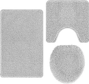 vidaXL Csúszásmentes fürdőszőnyeg készlet 3 pcs Szürke PP