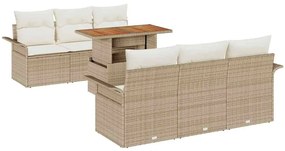 vidaXL Kerti Kanapé Szett párnával 7 pcs bézs és krémszínű