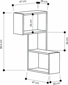 Part fali polc, fehér, 47 cm