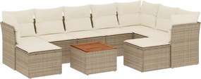 vidaXL 10 részes bézs polyrattan kerti ülőgarnitúra párnával