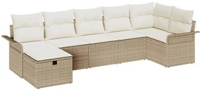 vidaXL Kerti Kanapé Szett párnával 7 pcs Beige és krém polirattan