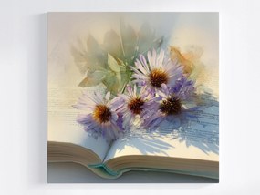 Canvas Vászonkép Virágok Margaréták Könyv Akvarell Vintage 80 x 80