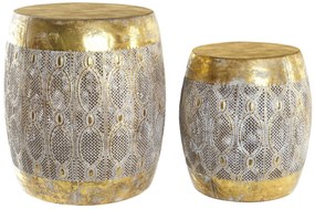 Antikolt fehér arany fém lerakóasztal 2 db szett marokkói stílusban