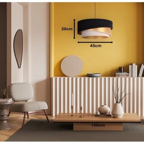 Duolla - Csillár zsinóron KOBO 1xE27/15W/230V átm. 45 cm fekete/arany/krémes