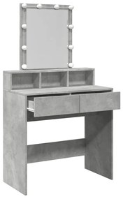 betonszürke fésülködőasztal LED-del 80 x 41 x 144,5 cm