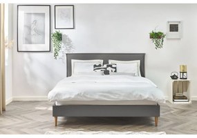 Antracitszürke kárpitozott franciaágy ágyráccsal 180x200 cm Sary – Bobochic Paris