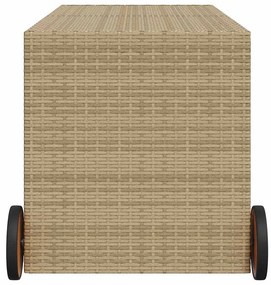 Vegyes bézs polyrattan kerti tárolóláda kerekekkel 283 L