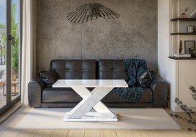 Dohányzóasztal Xalin (fényes fehér + kő). 1055279