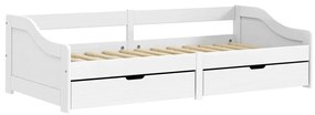 IRUN fehér tömör fenyőfa kanapéágy 2 fiókkal 90 x 200 cm