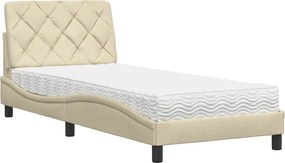 vidaXL ágy matraccal krém 90x190 cm szövet