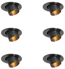 6 darabos süllyesztett spotlámpa készlet fegyverszürke GU10 35mm kerek dönthető - Installa