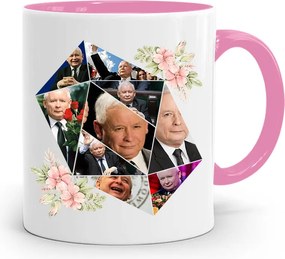 Rózsaszín Vicces Bögre Jaroslaw Kaczynski fényképes nyomattal