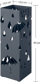 Fém esernyőtartó vízgyűjtő tálcával és 4 kampóval, antracit