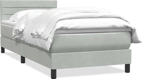 vidaXL világosszürke bársony rugós ágy matraccal 80x220 cm
