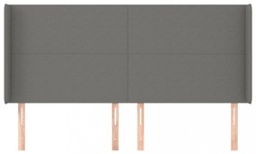 sötétszürke szövet fejtámla szárnyakkal 203x16x118/128 cm