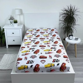 Gumis pamut gyerek lepedő 90x200 cm Cars "McQueen" – Jerry Fabrics