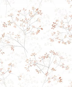 Fehér Tapéta Barack Kis Virágok Akvarell Stílus Rusztikus Tapéta