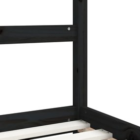 fekete tömör fenyőfa gyerekágykeret 80 x 200 cm