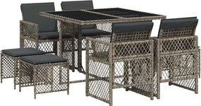 vidaXL 9 részes szürke polyrattan kerti étkezőgarnitúra párnával