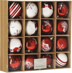 Karácsonyfadísz Szett 16 db-os Karácsonyfa Medál Piros Törhetetlen 8cm