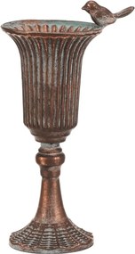 Fém kehely 30 cm madárdísszel réz színben