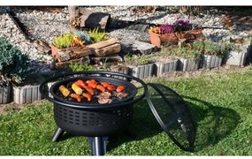 Hordozható fa tűzrakóhely rostéllyal fekete