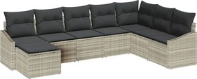vidaXL Kanapé Szett párnával 8 pcs Világosszürke polirattan