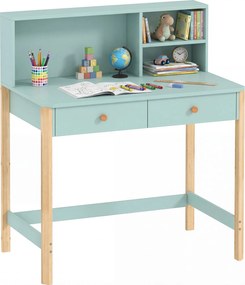 AIYAPLAY gyerekíróasztal — 3 nyitott rekesz és 2 fiók, tömör fenyő lábak, 90×52×105 cm, 5–12 év | Aosom