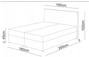 Franciaágy  Boxspring 160 cm Lilac (minta + barna) (matraccal és tárolóhellyel). 1046656