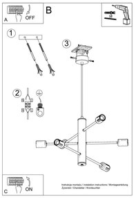 Donato 6 fekete mennyezeti lámpa - Sollux