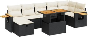 vidaXL 5 részes fekete polyrattan kerti kanapészett párnákkal